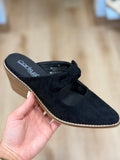 Corkys Oh Bow She Didn't Black Faux Suede
