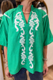 Umgee Embroidery Detail Top Green