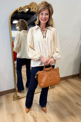 Umgee Puff Sleeve Blouse Ecru