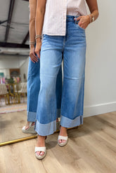Hidden Nori Cuffed Wide Leg Jean Medium