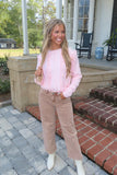 Feeling Girly Ruffle Accented Sweater Ice Pink
