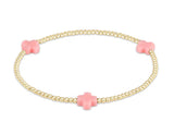 E Newton Signature Cross Gold Pattern 2mm Bead Bracelet Pink