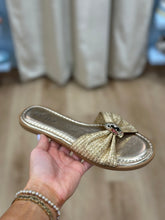Bamboo Ruffled Band Sandal Gold Raffia