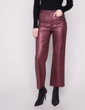Charlie B Metallic Wax Flared Pants Cabernet