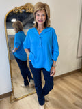Renuar Big Button Blouse Azure