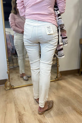 Charlie B Frayed Hem Denim Pant Natural