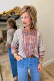 Charlie B V Neck Sweater Rosebud