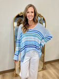 Mudpie Antoni Striped Sweater Blue