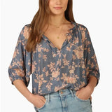 Dylan Kaia Collared Blouse Denim Floral