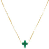 E Newton 16" Signature Cross Small Necklace Emerald
