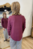 Charlie B Round Hem Sweater Cabernet
