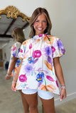 Umgee Floral Mix Blouse Purple