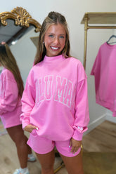 Lulu Mac Stitch Mockneck Terrycloth Top Bubblegum