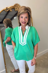 Meadow Green Short Sleeve Blouse