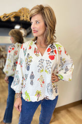 Umgee Cream Mix Blouse