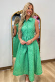 Vivid Jacquard Long Dress Green