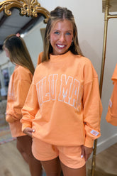 Lulu Mac Stitch Mockneck Terrycloth Top Orange