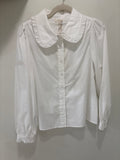 Ruffled Collar Long Sleeve Blouse White