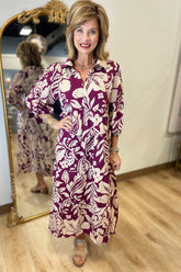 Umgee Burgundy Floral Dress