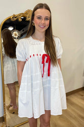 LIBERTY BOW DRESS WHITE
