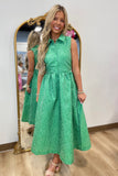 Vivid Jacquard Long Dress Green