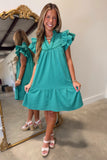 Umgee Flutter Sleeve Dress Jade