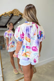 Umgee Floral Mix Blouse Purple