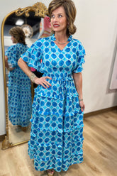 APNY Ruffle Tiered Dress Aqua