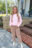 Feeling Girly Ruffle Accented Sweater Ice Pink