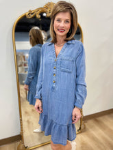 Brandy Long Sleeve Tencel Dress Blue