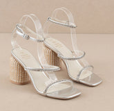 Destiny Studded Raffia Heel Sandal Silver