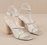 Destiny Studded Raffia Heel Sandal Silver