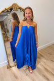 Seraphina Strapless Satin Dress Royal