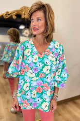 Pastel Floral Muse Top Mint