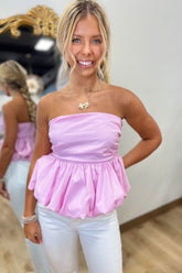 Strapless Bubble Top Pink