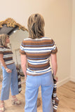 Fall Feelings Stripe Sweater w Overlay Brown