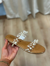 Two Band Slide Sandal with Pearl Details