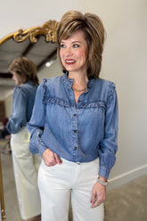 Ruffled Up Tencel Blouse Blue