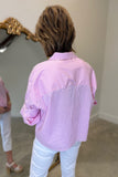 Renuar Pinstripe Cropped Blouse Pink