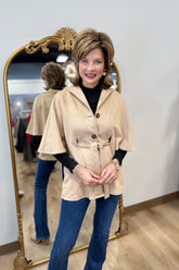 Boho Chic Caplet Sleeve Jacket Taupe