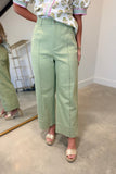Lottie Wide Leg Pintuck Seam Pant Sage