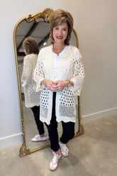 Mudpie Jeanie Crochet Cardigan Ivory One Size