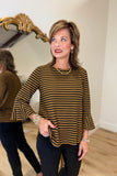 Multiples 3/4 Flounce Sleeve Top Walnut