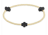 E Newton Signature Cross Gold Pattern 2mm Bead Bracelet Charcoal