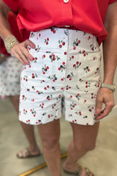 Renuar Woven Cherry Print Short
