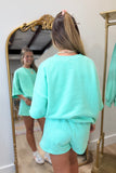 Lulu Mac Short Sleeve Terrycloth Top Seafoam