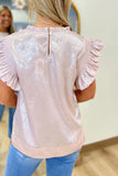 Shimmer On Flutter Sleeve Top Blush