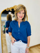 Dylan Milly Button Blouse Navy