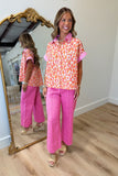 Lottie Wide Leg Pintuck Seam Pant Pink