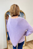 PBJ Horizontal Rib V Neck Pullover Lavender